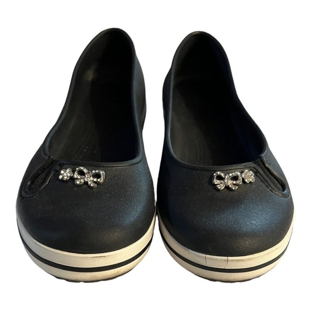 Crocs Ballet Flats Womens 6 Black‎ Rhinestone Slip On Casual Shoes Comfort - Picture 4 of 9